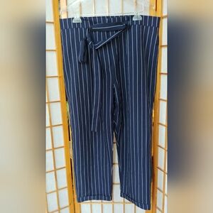 NWT Navy Striped Women's Pinstripe Pants By Nasty Gal Sz 16 Polyester